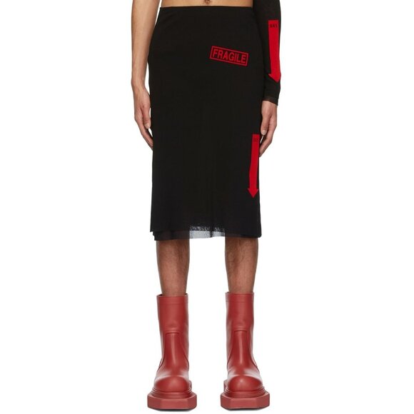 Jean Paul Gaultier Fragile Nylon Tulle Skirt in Black/Red - Picture 2 of 4